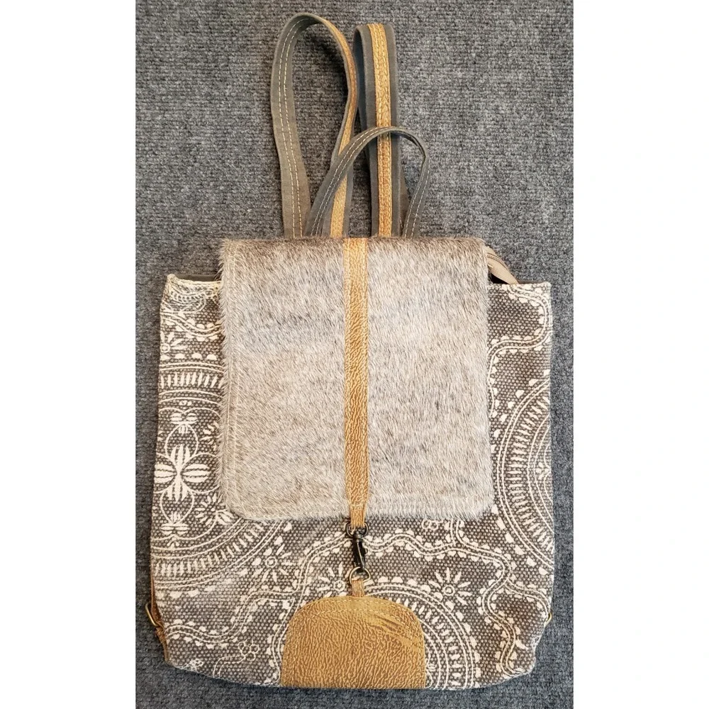 Myra Backpack Purse Bag Womens Leather Canvas